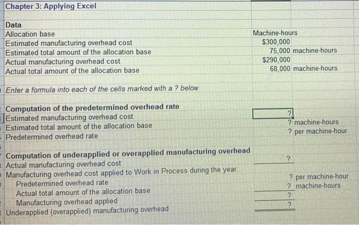 Applying Excel form and enter formulas in all cells that contain question
