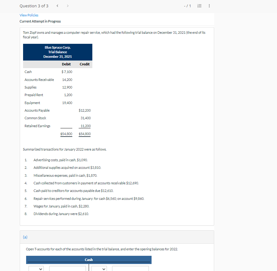Question 3 of 3 < > View Policies -/1 E Current Attempt
