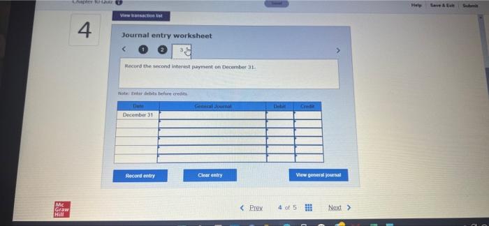 value of $99,000 and semiannual interest payments 4 Semiannual Period-End (e) January