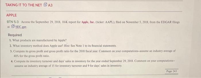TAKING IT TO THE NET A3 APPLE BTN 5-3 Access the September