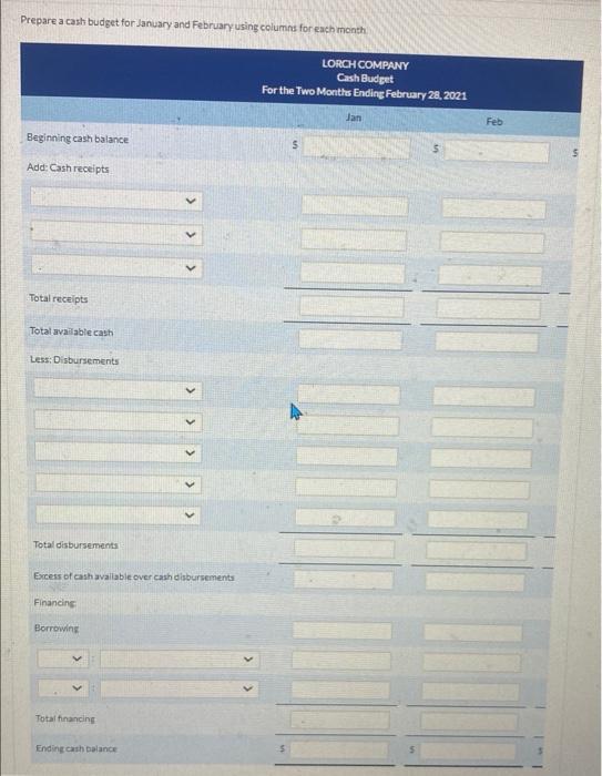 administrative expenses 76.000 80,000 All sales are on account. Lorch expects collections