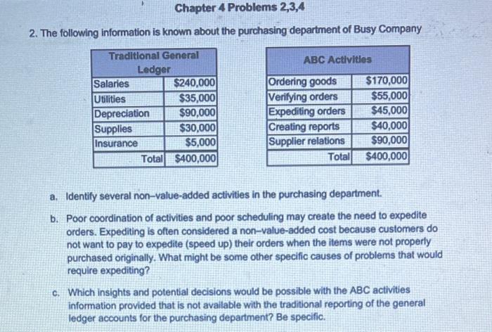 Chapter 4 Problems 2,3,4 2. The following information is known about the