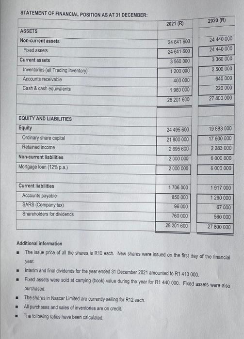 the Cash Flow Statement of Nascar Limited for the year ended 31