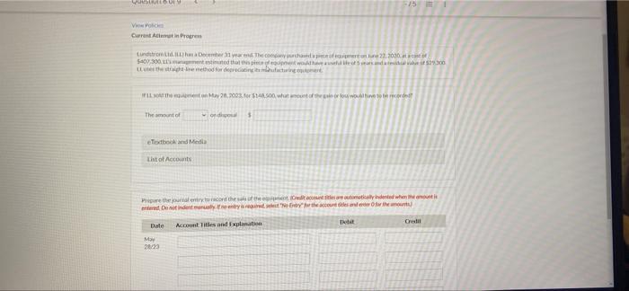 View Policies Current Attempt in Progress Lundstrom Ltd. has a December 33