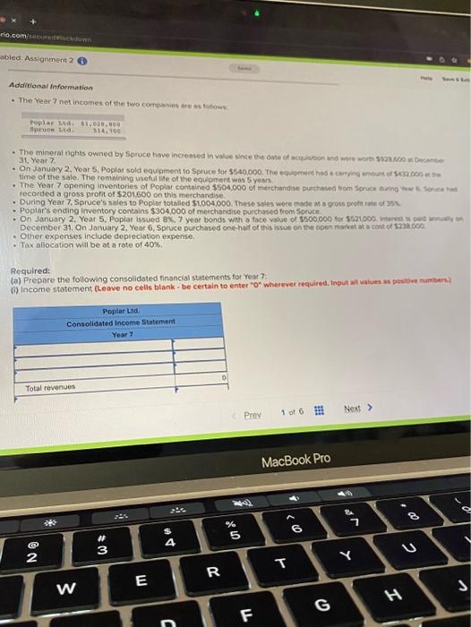 purchased 80% of the outstanding shares of Spruce Lad $2040.000 At Spruce