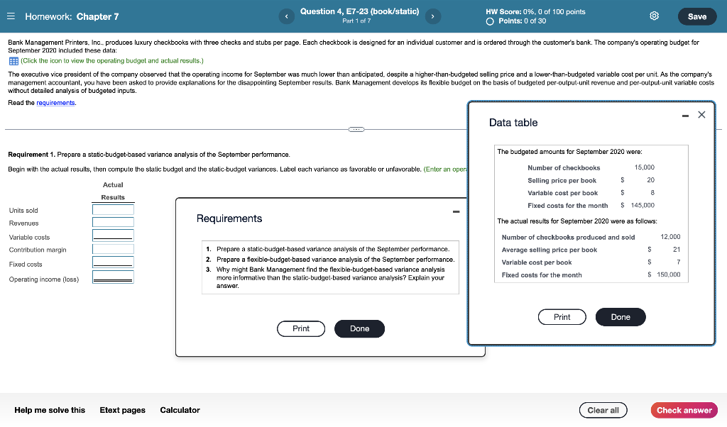 = Homework: Chapter 7 Question 4, E7-23 (book/static) Part 1 of 7