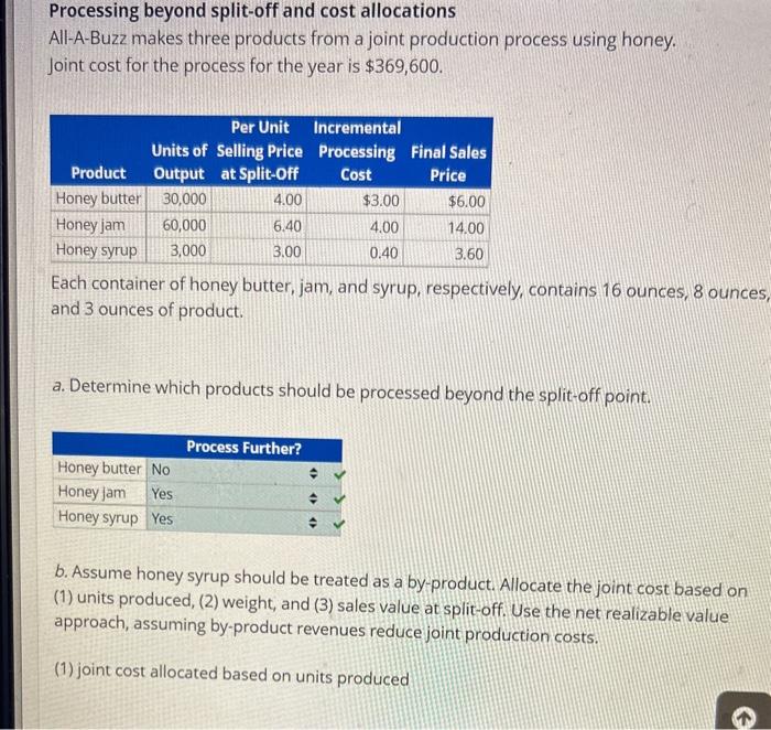 Processing beyond split-off and cost allocations All-A-Buzz makes three products from a