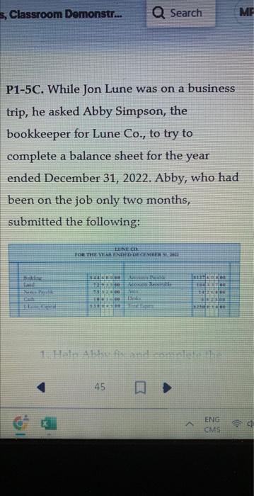 , Classroom Demonstr... Q Search ME P1-5C. While Jon Lune was on