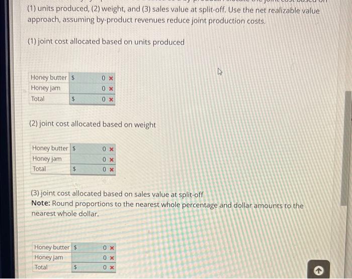 joint production process using honey. Joint cost for the process for the