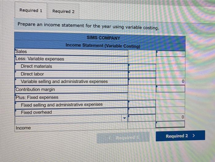 P2 Sims Company began operations on January 1. Its cost and sales