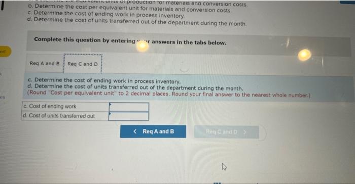for a recent month. work in process, beginning: Units in process Percent