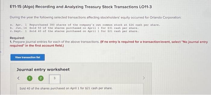 of the shares purchased on April 1 for $21 cash per share.