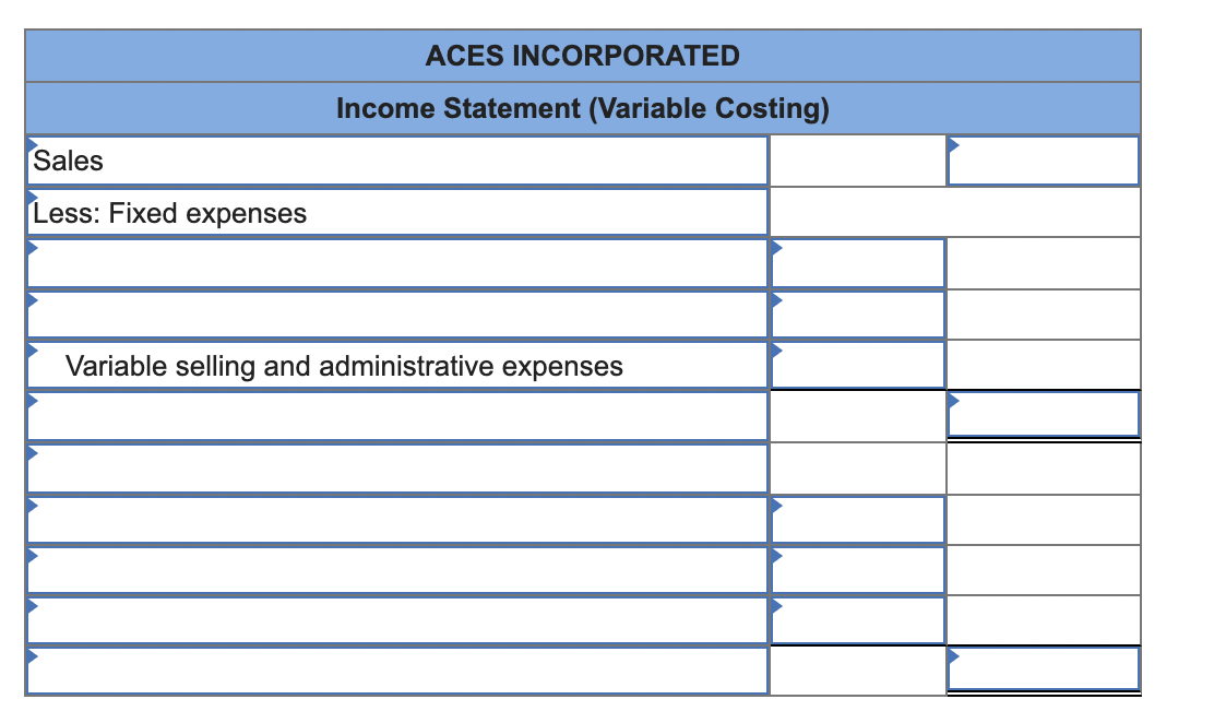 [The following information applies to the questions displayed below.] Aces Incorporated, a