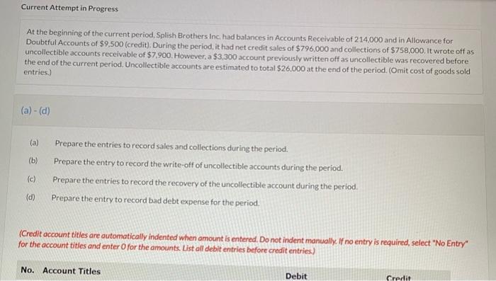 Current Attempt in Progress At the beginning of the current period, Splish