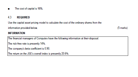 following: (25 Marks) 4.1.1 Payback period (in years, months and days) (3