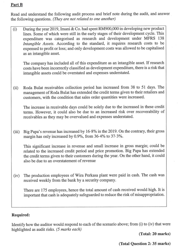 Part B Read and understand the following audit process and brief note