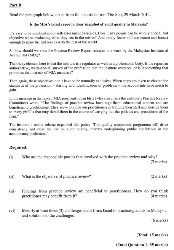 Part B Read the paragraph below, taken from full an article from