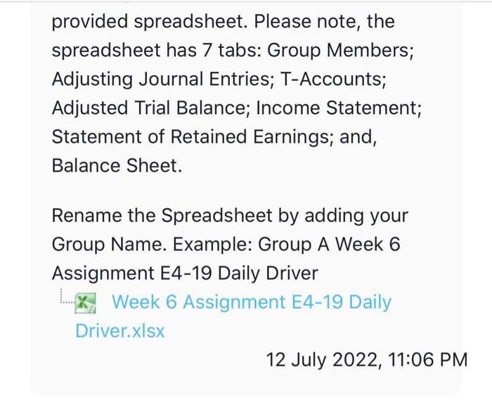 Trial Balance, and Financial Statements (Daily Driver, Inc.) Mark as done Opened: