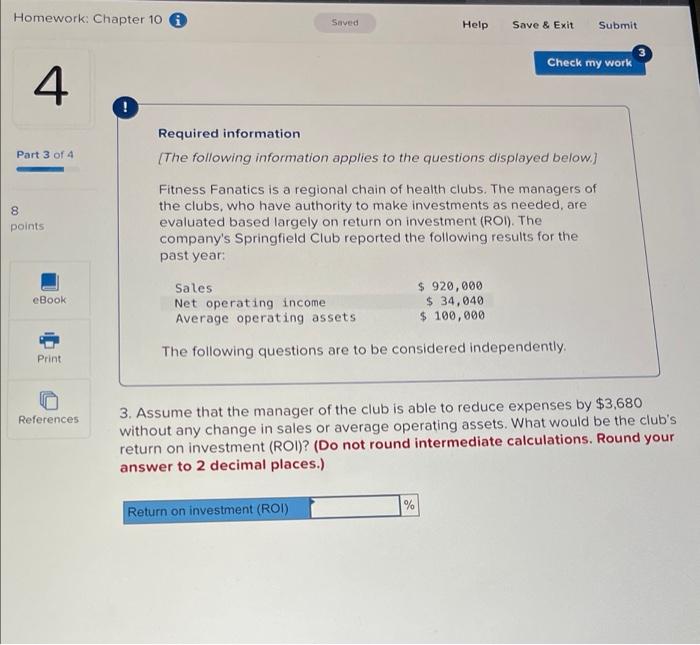Homework: Chapter 10. Saved Help Save & Exit Submit 4 ! Check
