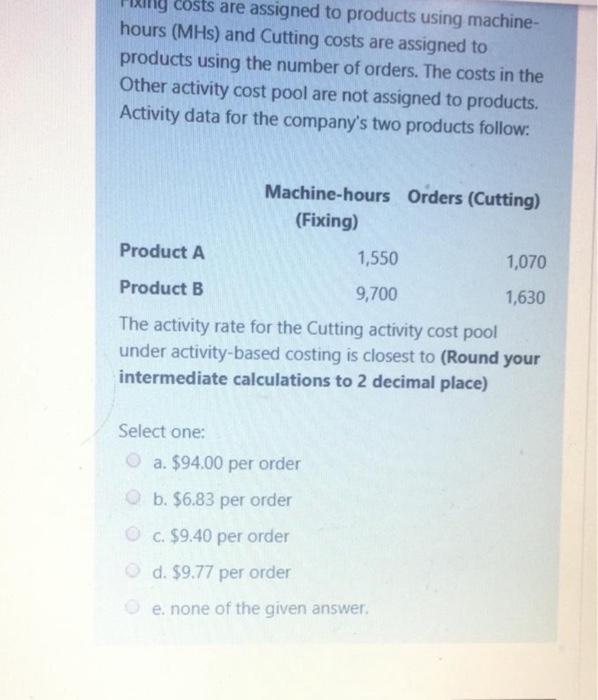 overhead accounts, equipment depreciation and factory expense, are allocated to three activity