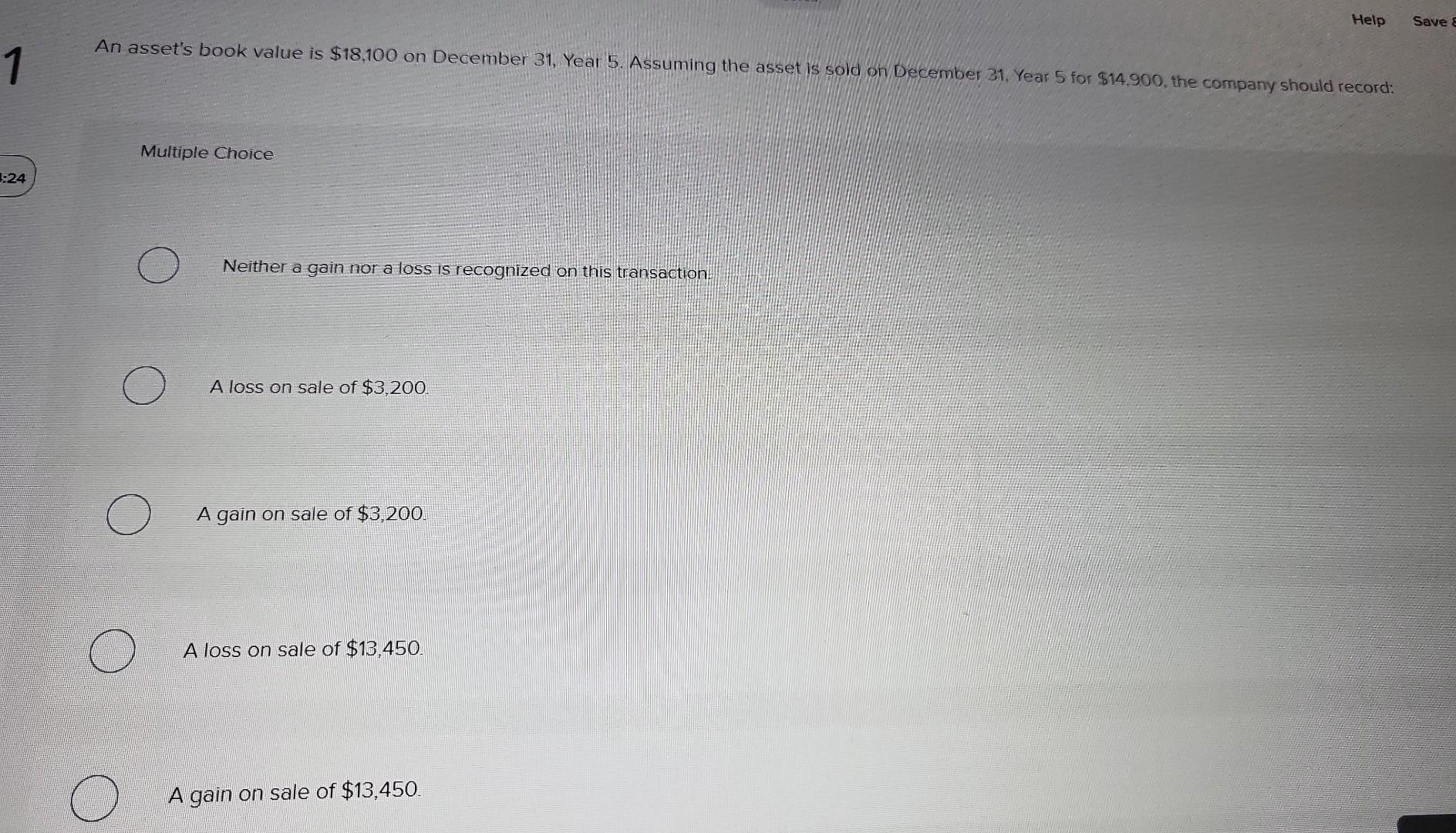 Help Save E 1 An asset's book value is $18,100 on December