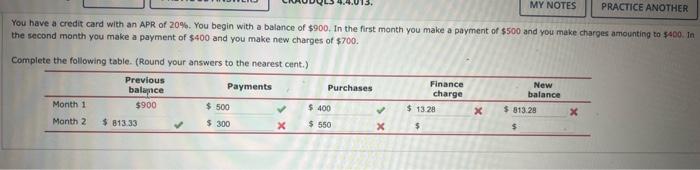 MY NOTES PRACTICE ANOTHER You have a credit card with an APR
