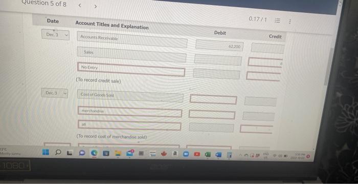 merchandise transactions occurred in December. Both companies use a perpetual inventory system.