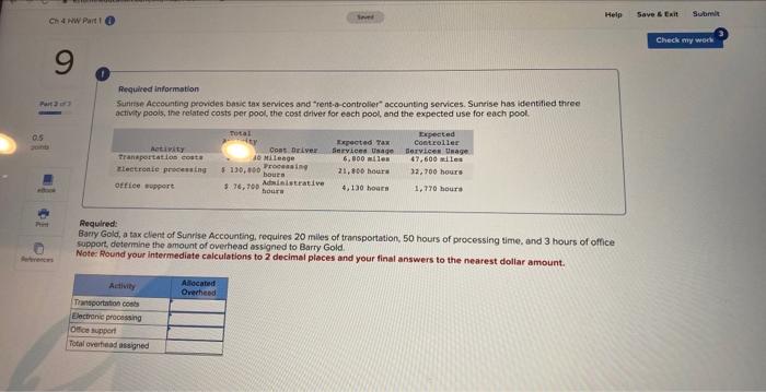 Ch 4 HW Part 1 9 Required information Part 2 of 0.5