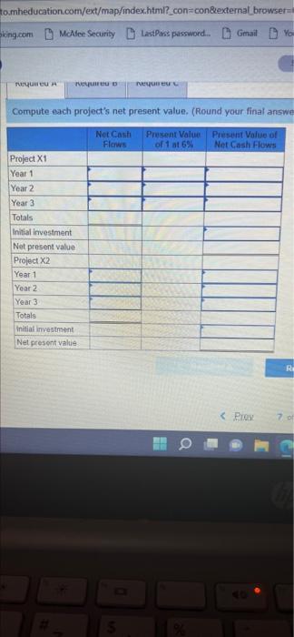 information on two alternative investment projects being considered by Tiger Company. The