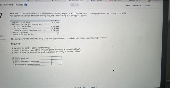 er 3 Problems Required Saved Help Save & Exit Submit Morrow Corporation