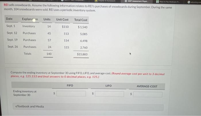 Chapter & Homework W NWP Assessment Player Ways to Pay Medica P