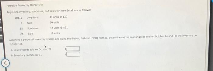 Perpetual Inventory Using FIFO Beginning inventory, purchases, and sales for Item Zeta9