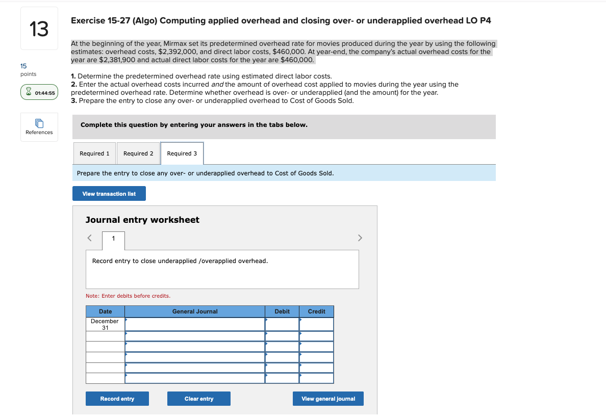 Mirmax set its predetermined overhead rate for movies produced during the year