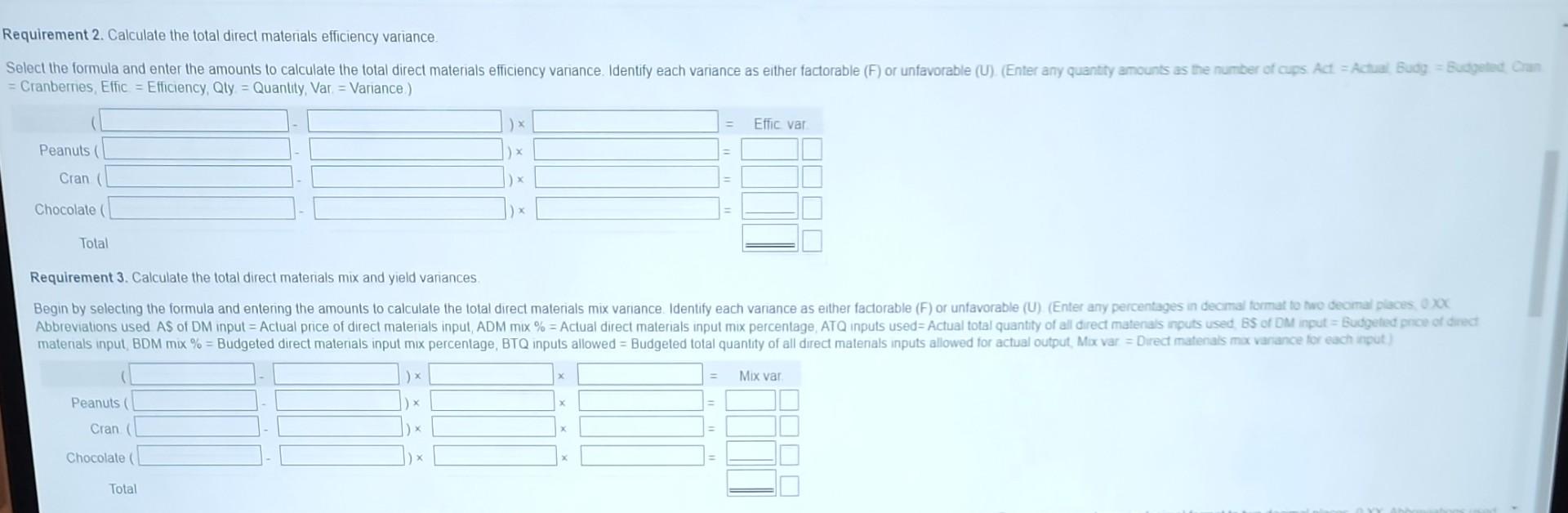 For each batch, the budgeted quantities and budgeted prices are as follows: