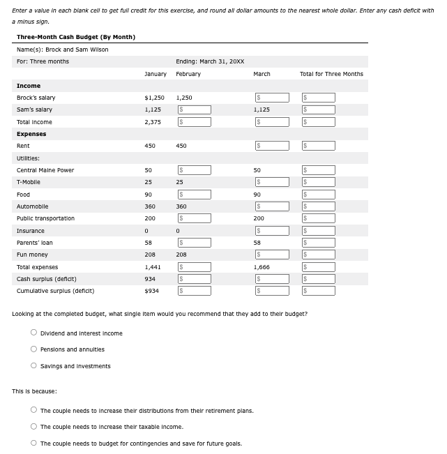 budget (based on last year's Income and expense statement) but got stuck.
