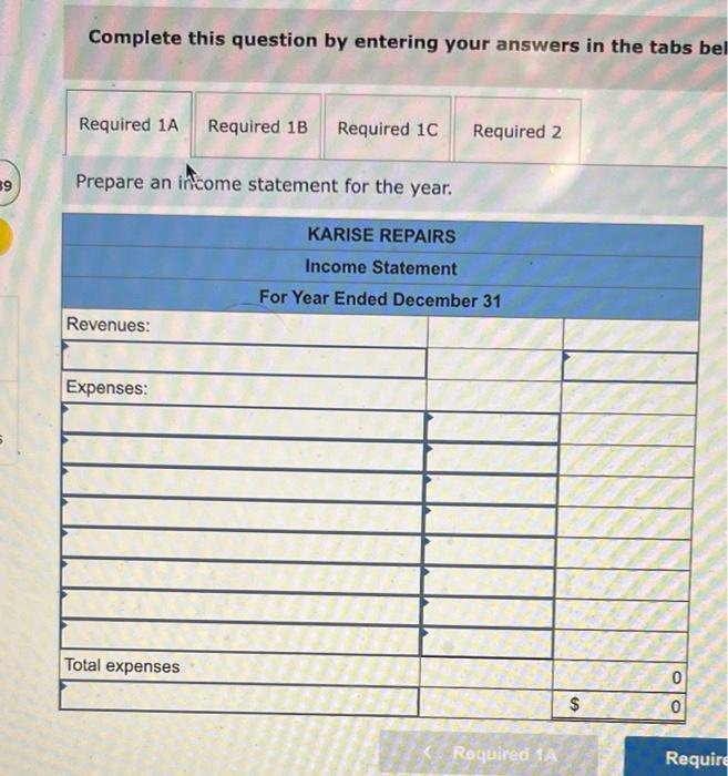 The adjusted trial balance of Karise Repairs on December 31 follows. Adjusted
