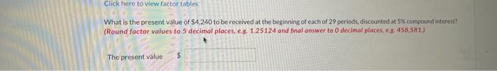 Click here to view factor tables What is the present value of