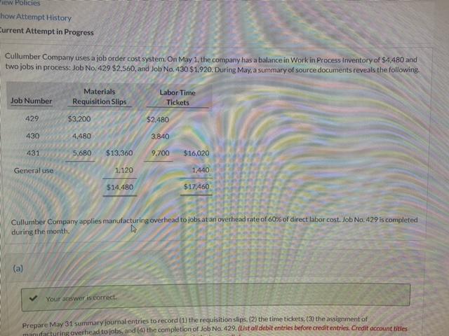 in the order of journal entries presented in the previous part.) May