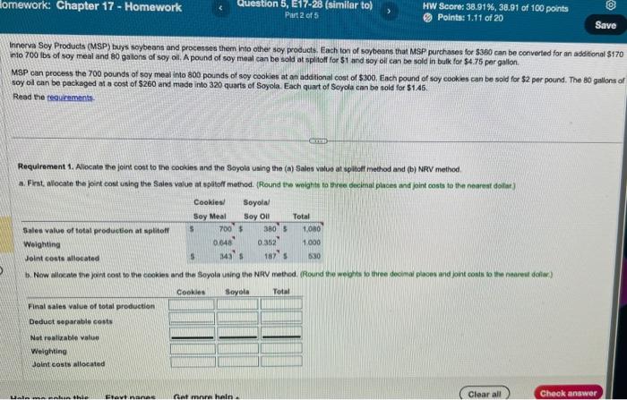 Homework: Chapter 17 - Homework < Question 5, E17-28 (similar to) Part