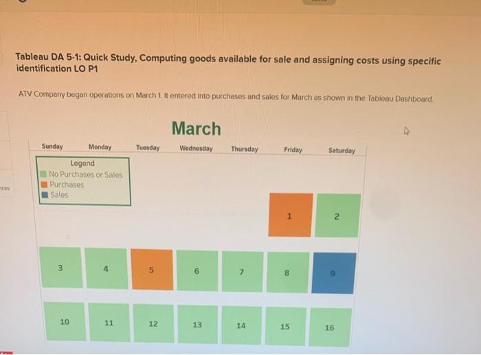 Tableau DA 5-1: Quick Study, Computing goods available for sale and assigning
