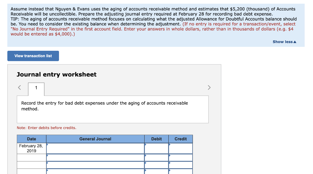 February 28, 2019. Debits Credits Accounts Receivable Allowance for Doubtful Accounts Sales