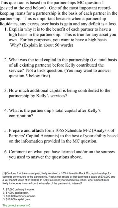 This question is based on the partnerships MC question 1 (pasted at