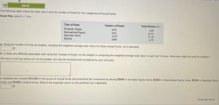 B eBook The following table shows the total return and the number