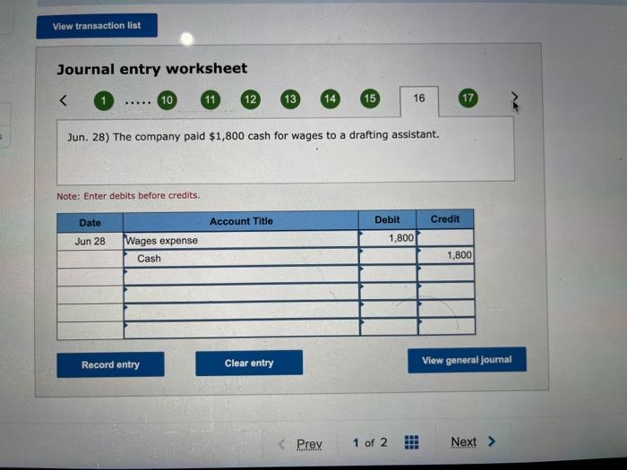 completed engineering services for $26,200 on credit. Jun. 10 The company received