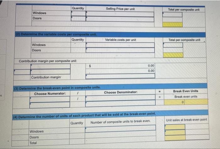 windows and doors in the ratio of 8:2 (windows:doors). The selling price