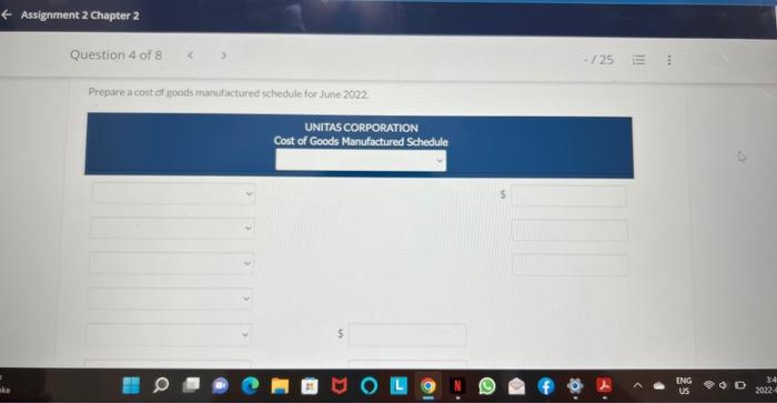 has the following cost records for June 2022: Indirect factory labour $4,800