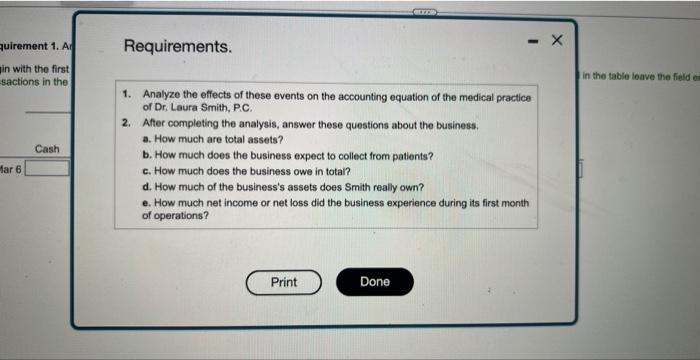 the first month of operation (March), the business, titled Dr. Laura Smith,
