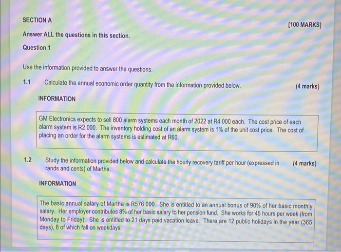 SECTION A Answer ALL the questions in this section. Question 1 Use