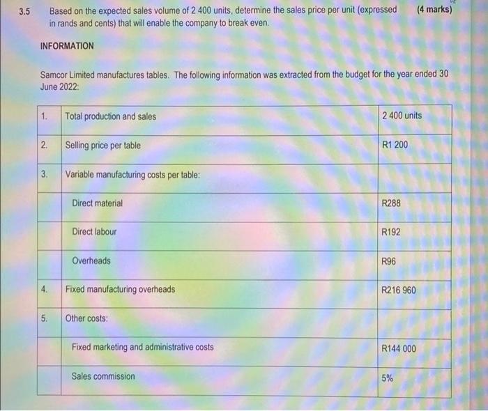 is R2 000. The inventory holding cost of an alarm system is