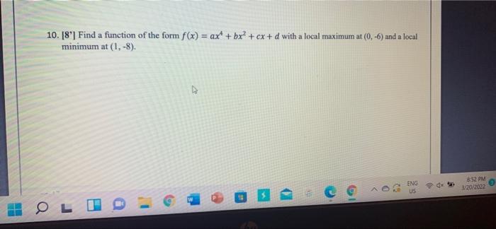 10. 18'] Find a function of the form f(x) = ax +